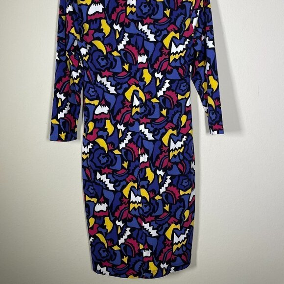 NWT! Anne Klein Geometric Print Blue, Red, Yellow Shift Dress 3/4 Sleeve 6 - Picture 6 of 6